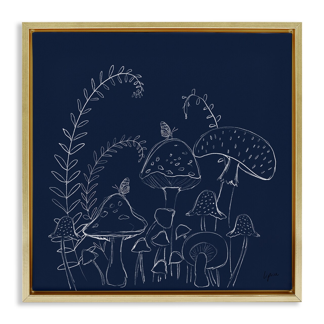Stupell Industries Happy Mushroom Garden Framed Floater Canvas Wall Art Design by Lucille Price